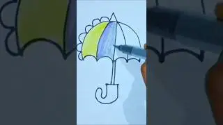Easy Umbrella Drawing and colouring for Kids #viral​ #drawing​ #cricket​ #art​ #shorts