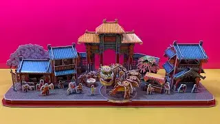 DIY Craft Instruction 3D Puzzle Cubicfun Chinese Temple Streets
