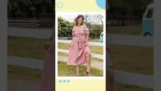 Plus Size Plaid Off-Shoulder Short Sleeve Midi Dress