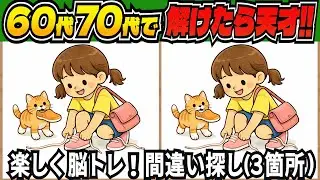 【脳トレ間違い探しクイズ】短時間で老化予防に！記憶力・集中力を鍛える無料の脳トレ！高齢者向けの間違い探しで目指せ脳年齢20代！DAY283【高齢者 頭の体操 難しい】