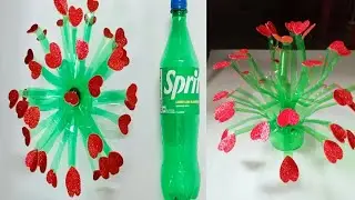 plastic bottle with glitter papercraft idea#how to make plastic bottle flower vase #