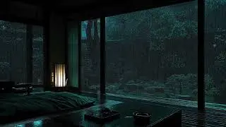 Gentle Rain in a Dark Cabin Bedroom 🌧️ Lakeside Forest Sounds for Deep Sleep & Night Relaxation