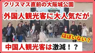 外国人観光客に大人気の大阪城公園を歩く【中国人観光客激減】クリスマス直前の大阪 OSAKA JAPAN, Walk 4k