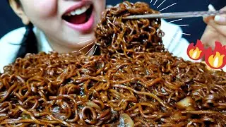 🔥 BLACK BEAN NOODLES EATING CHALLENGE |ASMR MUKBANG😋