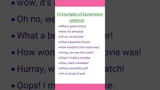 10 Examples of Exclamatory sentence#english #viral #englishgrammar #trending #shortsfeed