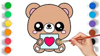 How to Draw a Romantic Teddy Bear with a Heart | Cute Teddy Bear in Love Drawing | Fun for Kids