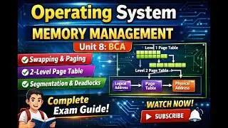 Operating System Memory Management | Unit 8 BCA | Paging, Segmentation, Swapping Explained