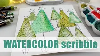 🌲Christmas Trees Painting for Anxiety Relaxation - Watercolor Beginners Level ~✂️ Maremi's Small Art