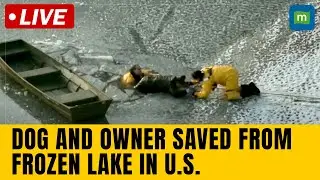Live: Police Drone Footage Shows Dramatic Rescue Of Dog And Owner From Frozen Lake In U.S. | N18G