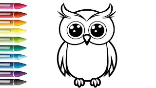 How To Draw Cute Owl, Bird Painting And Coloring For Kids And Toddlers | Let's Draw Together