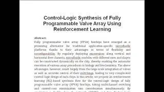 Control Logic Synthesis of Fully Programmable Valve Array Using Reinforcement Learning
