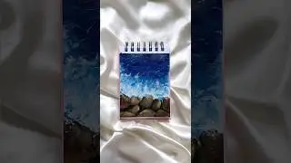 ocean view🌊 || easy way to paint a sea beach|| ocean waves painting for beginners #shorts #ytshorts