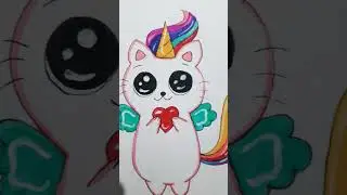 Unicorn 🦄 cat 😻 cute drawing #satisfying arts #creative arts #painting tutorials