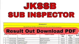 JKPSI Sub Inspector Result Out | Cutoff Marks & Merit List | JK Police Sub Inspector Result Out