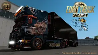 (ETS2 1.38)Scania RJL V8 Sound Tuning+Skin Maik Terpe Real Transport+Trailer Schmitz