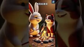 Rabbit helps cat 🐈 #rabbit #rabbitrescue #aianimals
