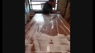 Prepping Table for Linen backing Roman Holiday