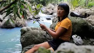 Solo Fhising With Red Umbrella in Amazing River View