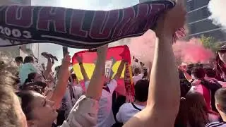 Recibimiento afici&oacute;n Albacete Balompi&eacute; contra Levante UD - PlayOffs 2023