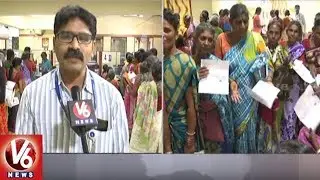 Rythu Bandhu Cheques : Farmers Rush To Banks To Withdraw Money In Bhoothpur | V6 News