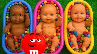 Full of 3 Rainbow BathTubs Candy with M&M's & Magic Slime Cutting Video