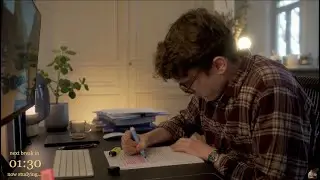 Study With Me - 3H30, NO break, NO music, rainy day/fireplace