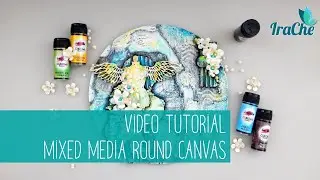 Mixed Media round canvas. I want to show on Expressions Craft blog a video tutorial.