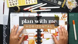 PLAN WITH ME :: DECORATING A HORIZONTAL LAYOUT IN A CLASSIC HAPPY PLANNER :: AUTUMN LEAVES