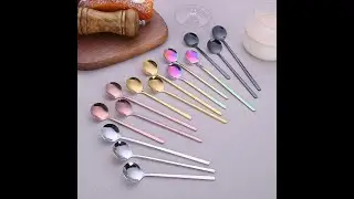 Stainless Steel Custom Logo Round Stirring Long Handle Gold Teaspoon Dessert Coffee Spoons