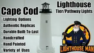 Cape Cod Tier / Pathway Lighthouse for Home Lawn & Garden, Solar Revolving Beacon
