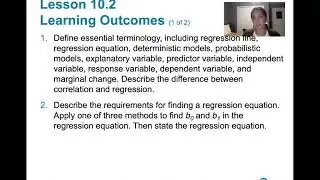 10.2.0 Regression - Lesson Overview, Key Concepts, and Learning Outcomes