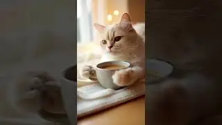 Adorable Cat Hugging a Cup | Soft Meows & Relaxing Background Music