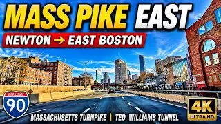 🛣️ Interstate 90 East | Massachusetts Turnpike | Newton to East Boston MA - 12/23/23