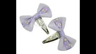 Lilac polka dot design fabric bows - SNAP CLIPS - TUTORIAL - Making hair bows ❤