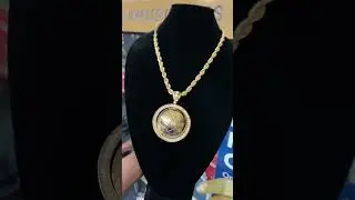 10k yellow gold solid 26&rdquo; rope chain with big &ldquo;The world is Mine&rdquo; pendant