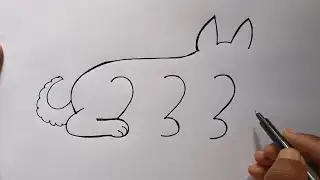How to draw turn 333 Into Dog | Dog Drawing Drawing Art | Dog Drawing Tutorial