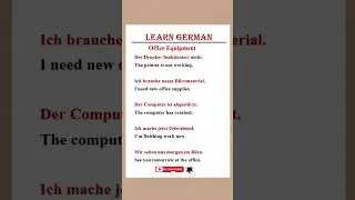 Office Equipment in German 🇩🇪 | Daily Use Office Sentences | Learn German #shorts #english #germany