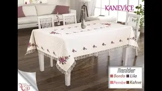 Kanavi&ccedil;e Baskılı G&uuml;p&uuml;rl&uuml; Masa &Ouml;rt&uuml;s&uuml; 4 Renk