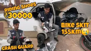 New Riding Shoes Laliya | Best Crash Guard for rs200 installed | Bike skit hogyi pata na chala 