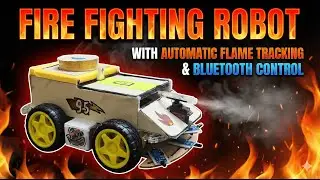 Demonstrating fire fighting robot with automatic flame tracking and bluetooth control