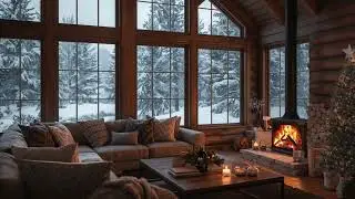 A Holiday Vacation Cabin In The Woods. Crackling Fire, Soft Jazz Piano, Christmas Tree. 8 Hours.