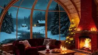 Peaceful Holiday Jazz Café 🎄🎹 Cozy Snowfall & Piano for Relaxing Study ☕