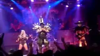GWAR - I hate love songs featuring Beefcake the Mighty and Vulvatron.  Blothar the Berserker on bass