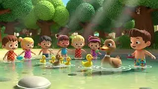 Ducks Swimming with Happy Kids | Water Pool Playtime