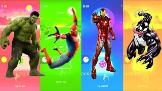 Hulk 🆚 Spiderman 🆚 Iron Man 🆚 Venom | Marvel Heroes | Tiles Hop Fun Ball