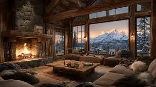 &ldquo;Fireside Haven&rdquo; 🔥 Cozy Mountain Cabin Ambience: Snowy Peaks at Sunset | 5 Hours 20 Minutes (1080p)