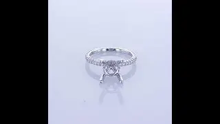 0.43CT 18KT WHITE GOLD FRENCH CUT PAVE DIAMOND ENGAGEMENT RING SETTING