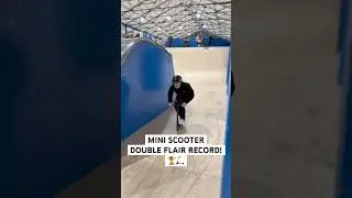 Mini scooter double flair record! 🏆🛴 Jordan Clark #shorts #maddgear #shortvideo #challenge #tricks