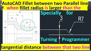 Draw fillet with 2 parallel line when fillet radius is larger than tangential distance of that lines