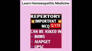Repertory MCQ Q.173 #shorts #homeopathy #repertory